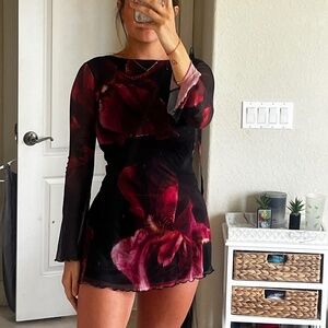 Long Sleeve Floral Mini Dress